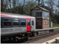Llandrindod Wells - southbound train and signal box